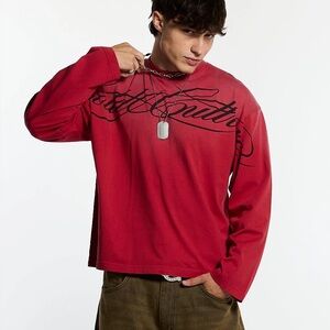 COLD CULTURE CROSSED SCRIPT LONGSLEEVE RED